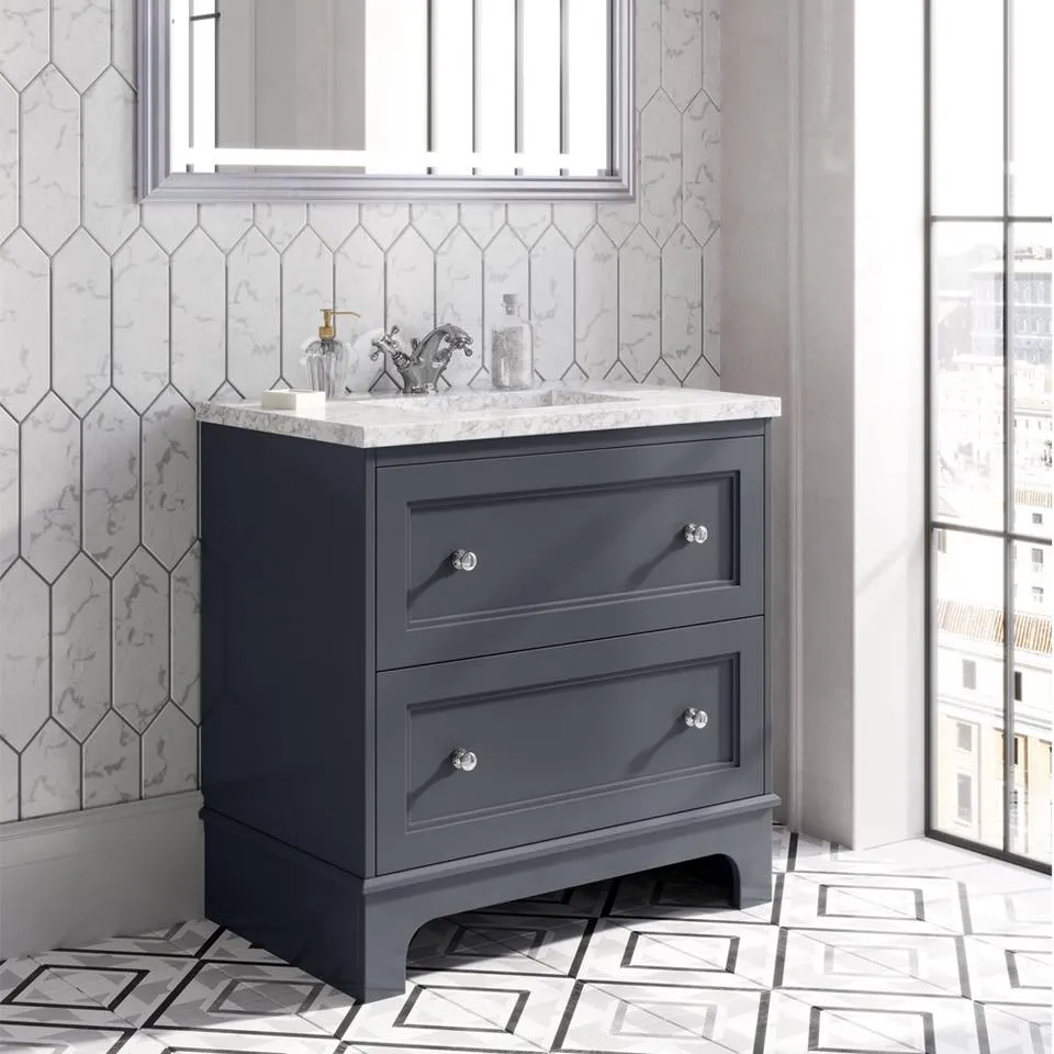 Granlusso Shelbourne Floorstanding Vanity Unit with Real Marble Worktop and Basin