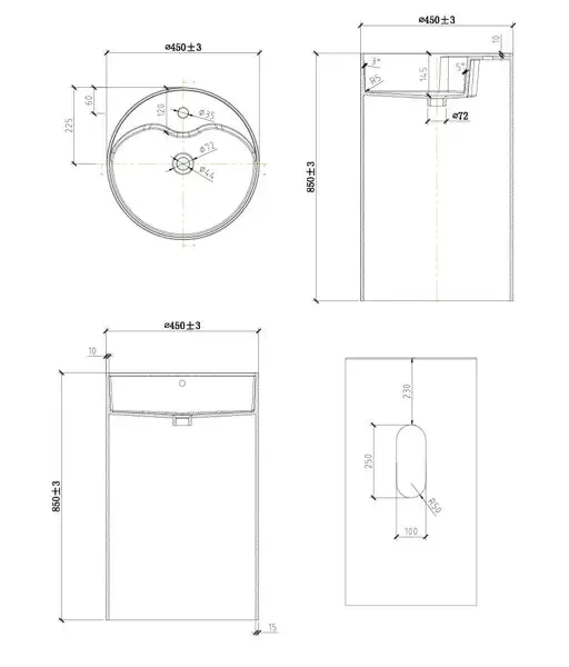 Granlusso Toscano Cylinder Freestanding Stone Basin - Matt White