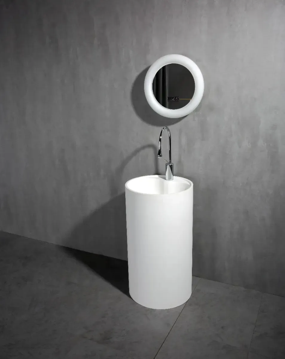 Granlusso Toscano Cylinder Freestanding Stone Basin - Matt White