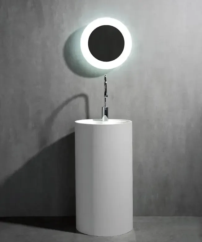Granlusso Toscano Cylinder Freestanding Stone Basin - Matt White