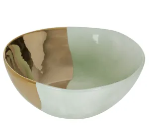 Green And Gold Porcelain Salad Bowl Funky Chunky