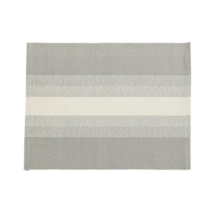 Grey Striped Cotton Placemats - Set Of 4 Funky Chunky