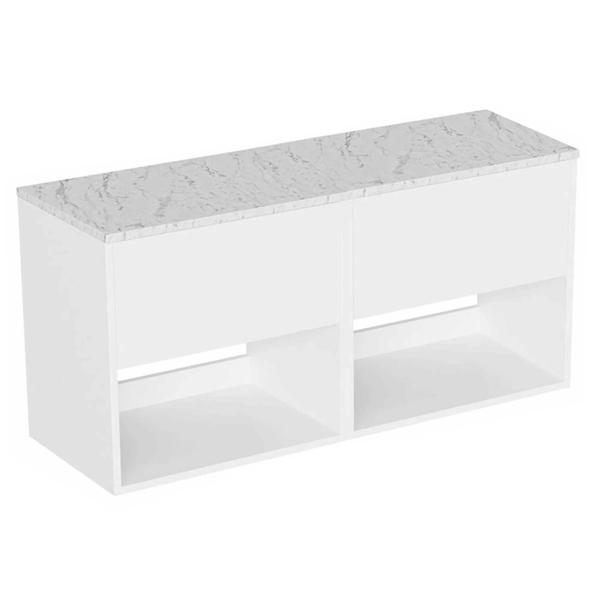 Hackney Wall Mounted Double Vanity Unit With Worktop - White Gloss