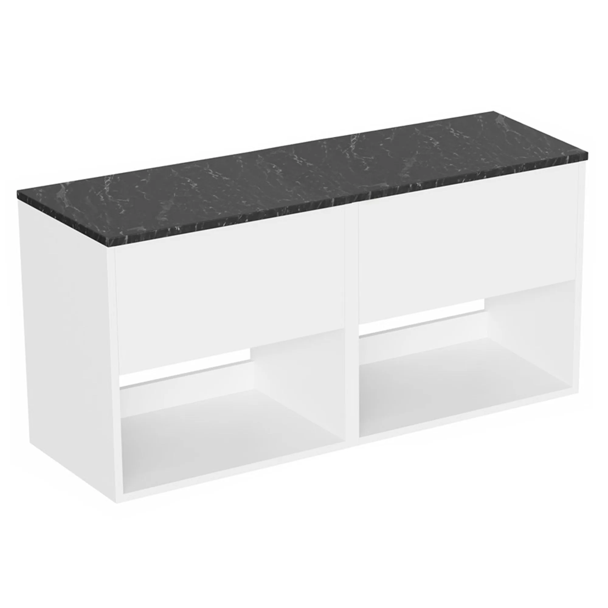 Hackney Wall Mounted Double Vanity Unit With Worktop - White Gloss