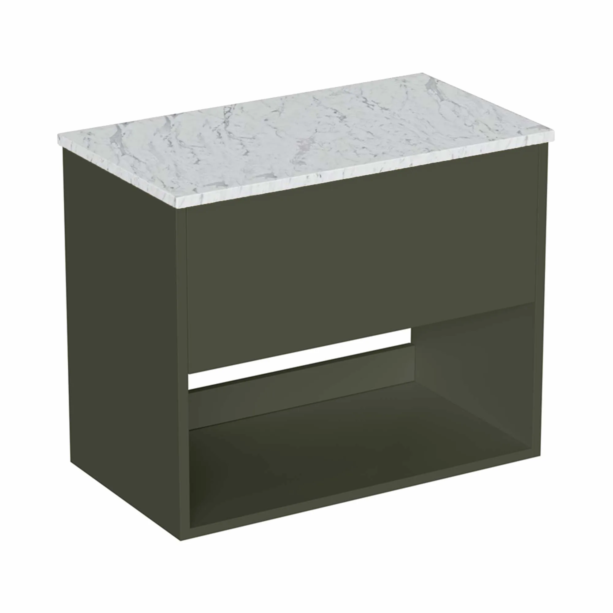 Hackney Wall Mounted Vanity Unit With Carrara Worktop - Earthy Green