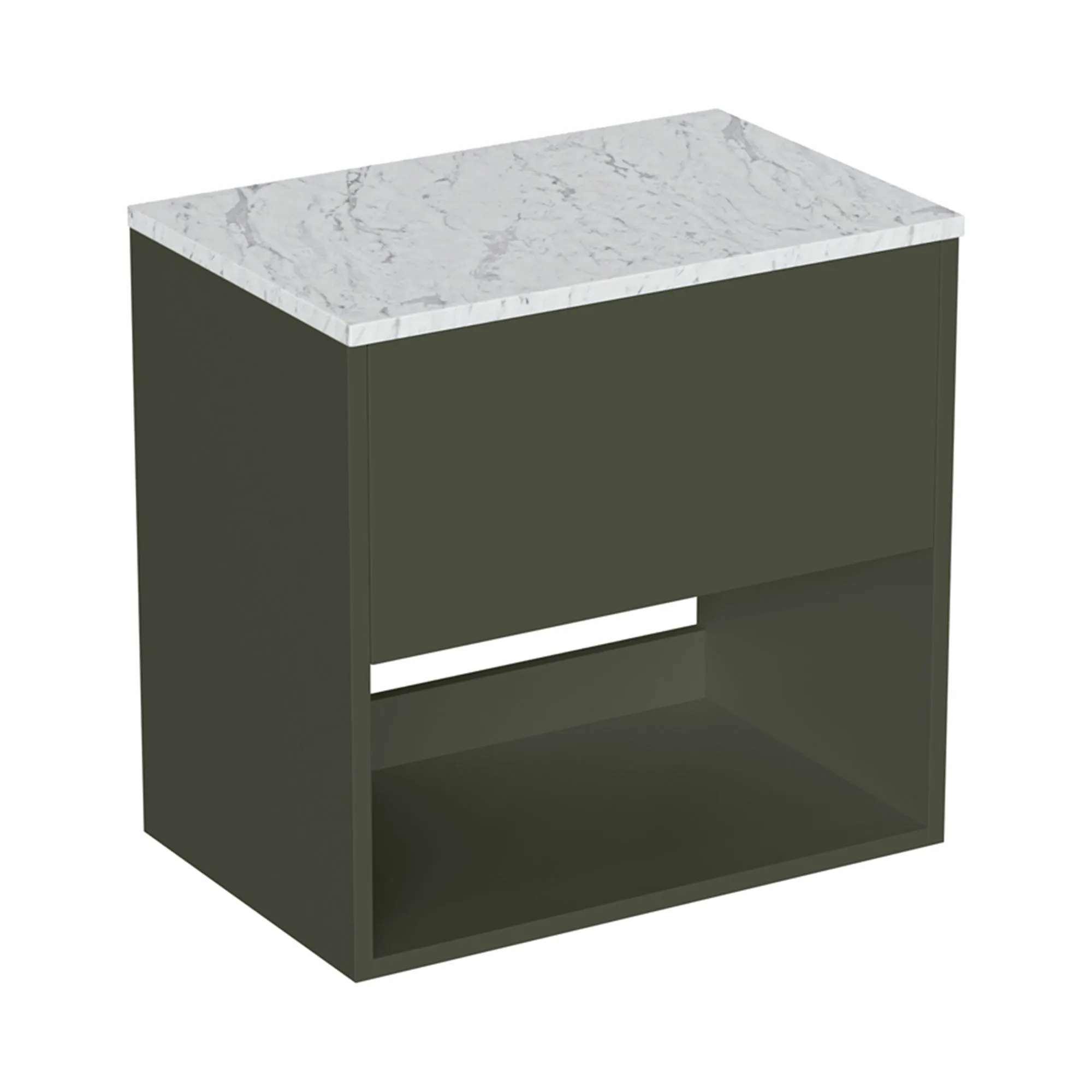 Hackney Wall Mounted Vanity Unit With Carrara Worktop - Earthy Green