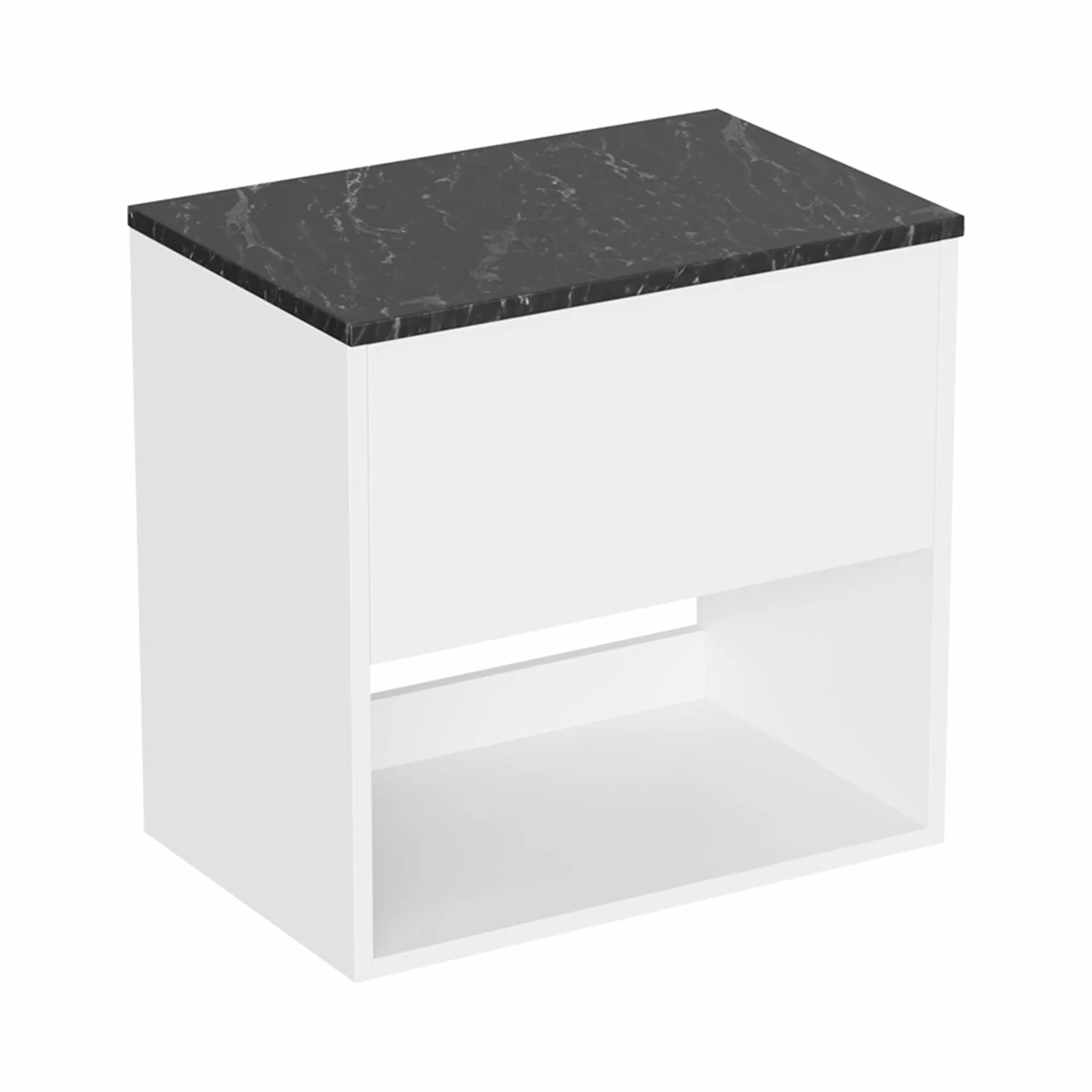 Hackney Wall Mounted Vanity Unit With Marquina Worktop - Gloss White