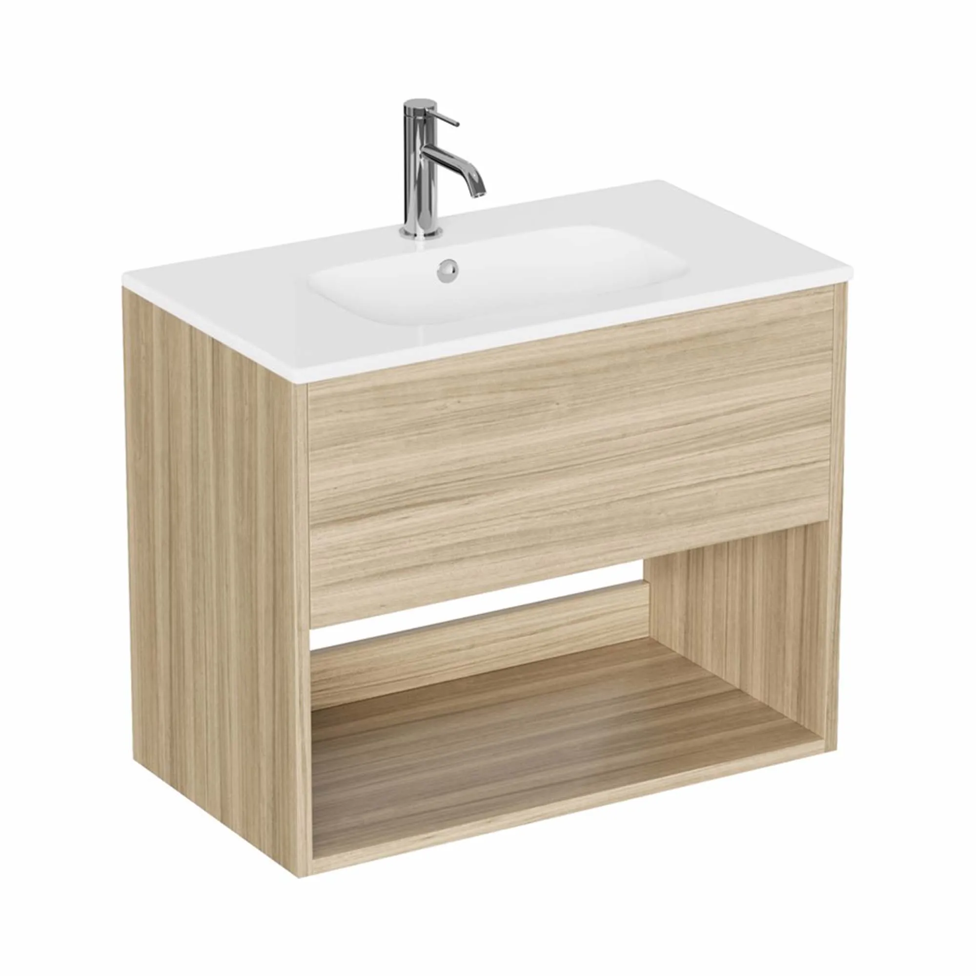 Hackney Wall Mounted Vanity Unit With Washbasin - Cherry Wood