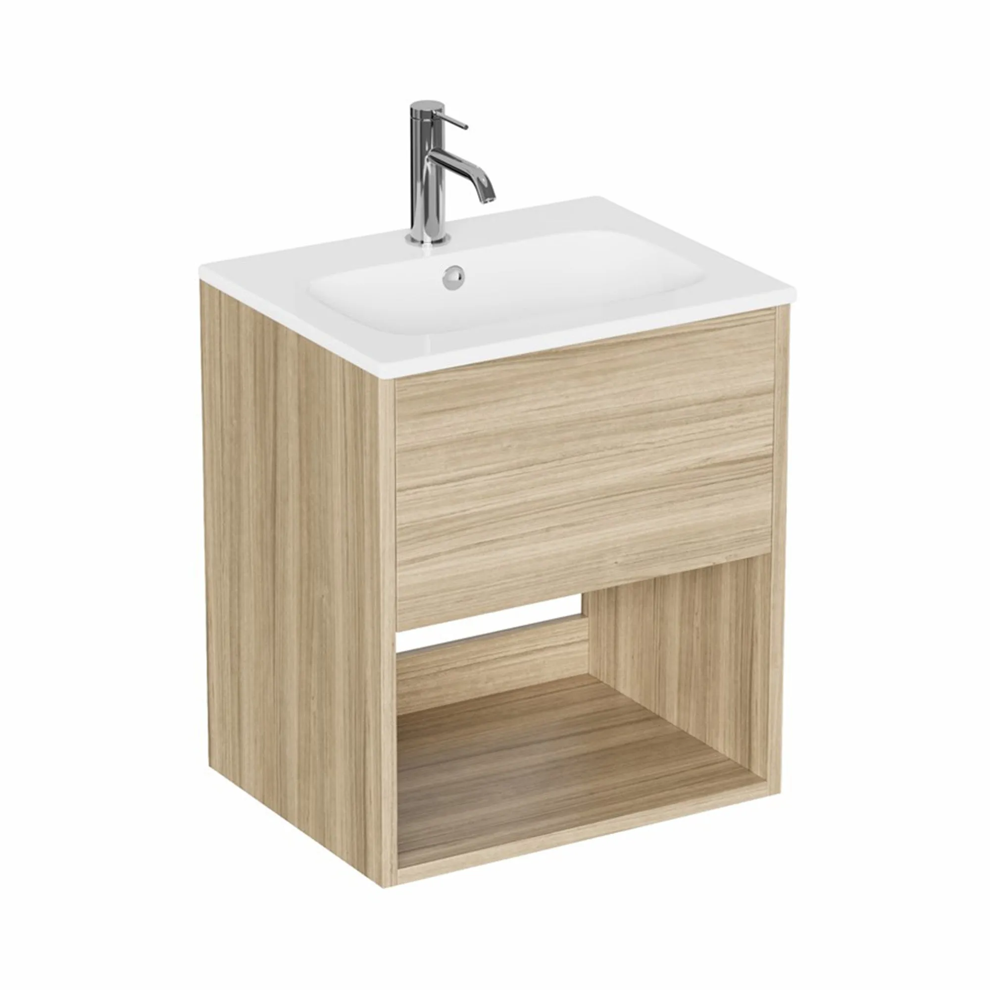 Hackney Wall Mounted Vanity Unit With Washbasin - Cherry Wood