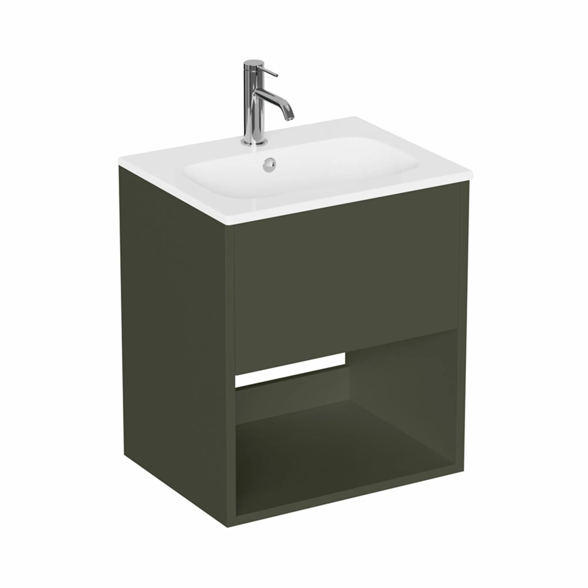 Hackney Wall Mounted Vanity Unit With Washbasin - Earthy Green