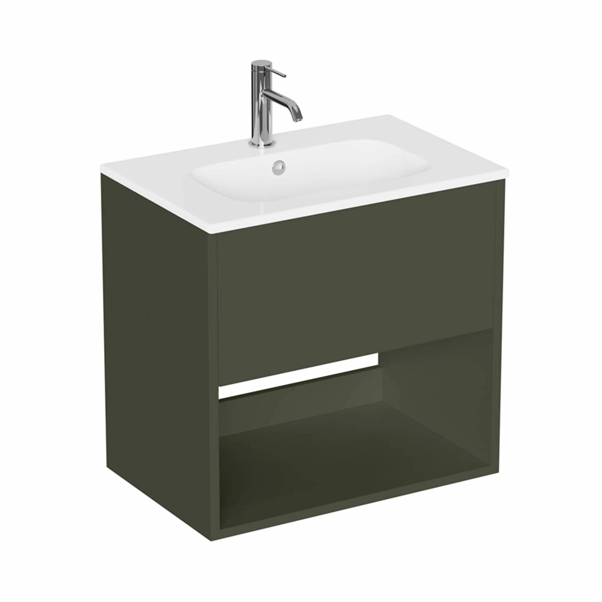 Hackney Wall Mounted Vanity Unit With Washbasin - Earthy Green