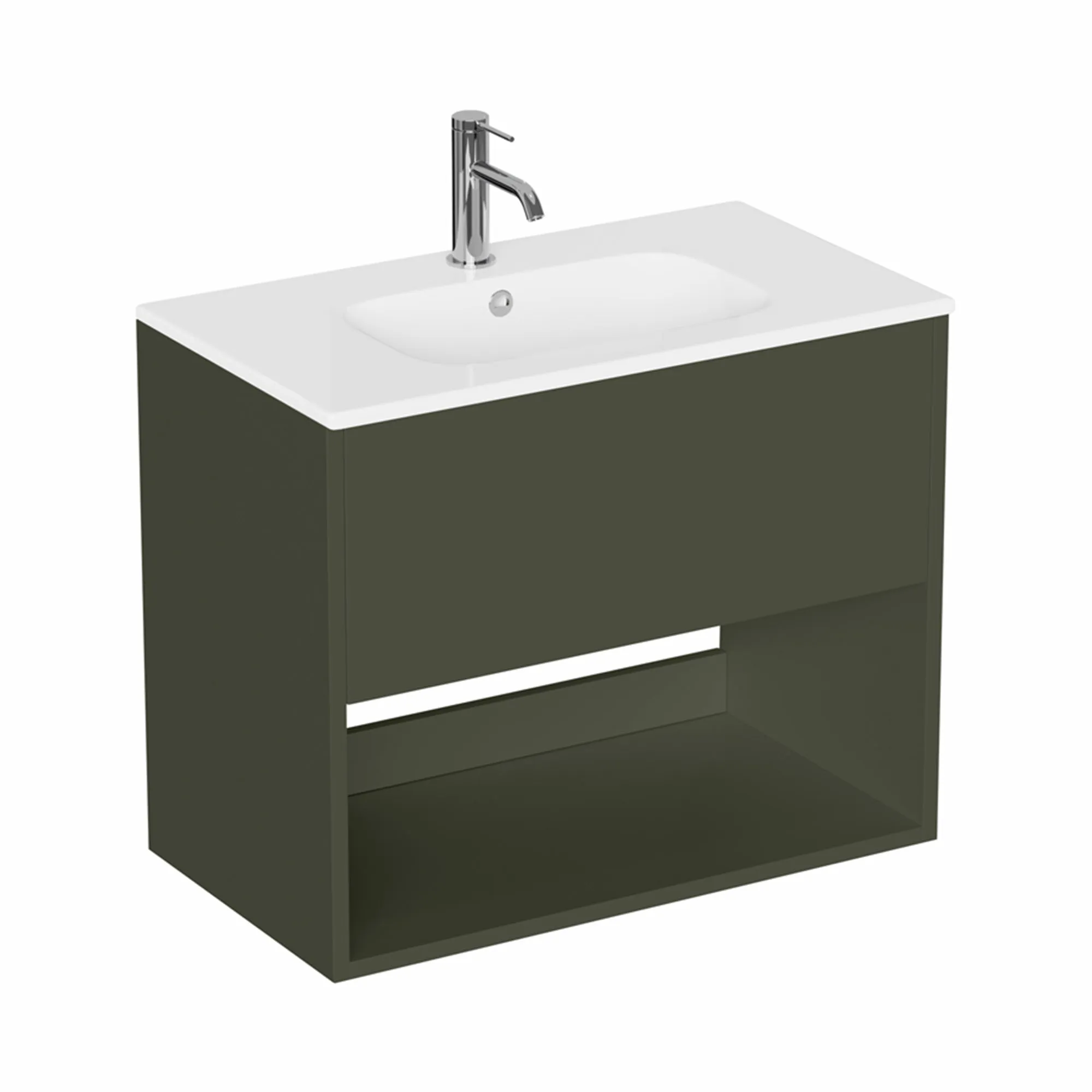Hackney Wall Mounted Vanity Unit With Washbasin - Earthy Green
