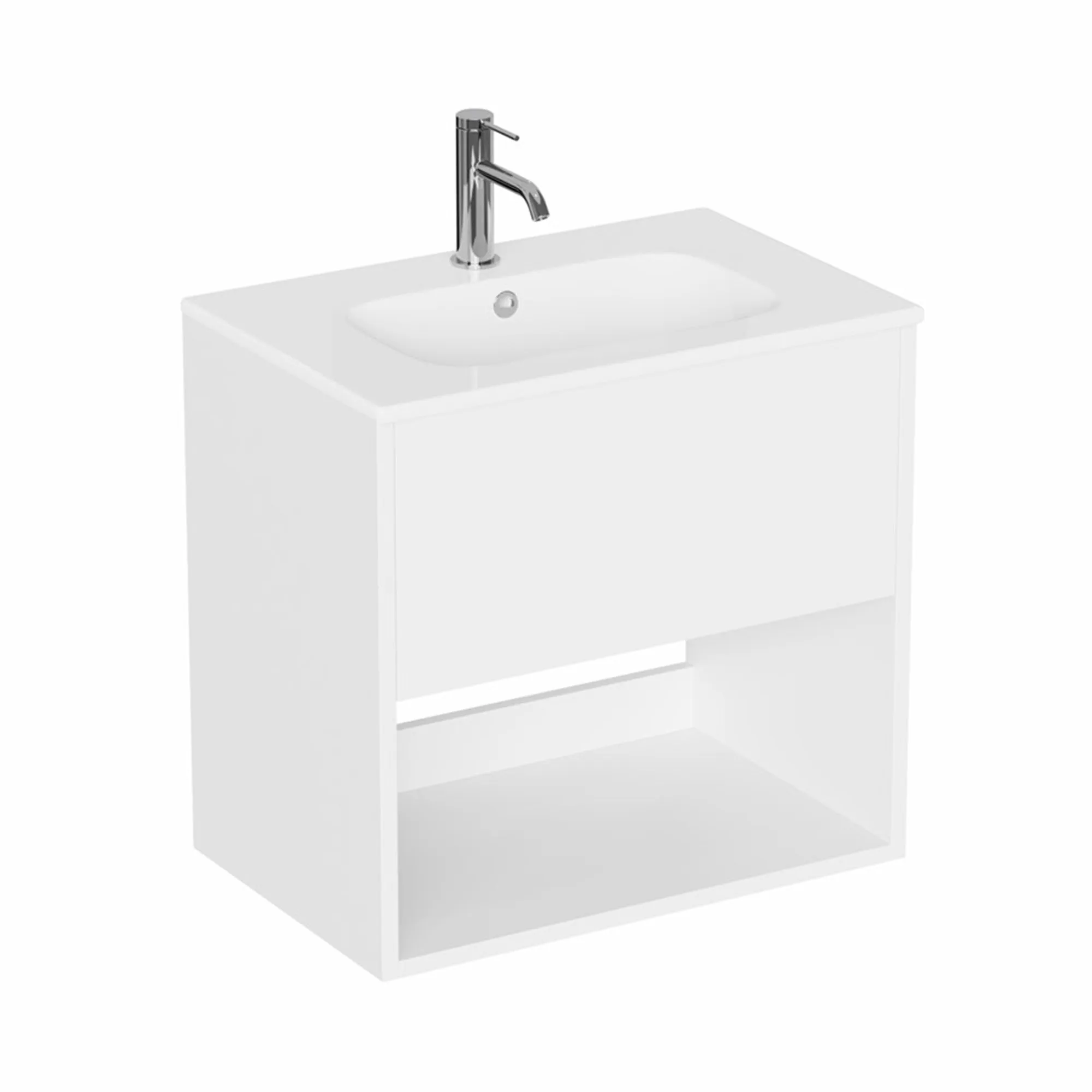 Hackney Wall Mounted Vanity Unit With Washbasin - Gloss White