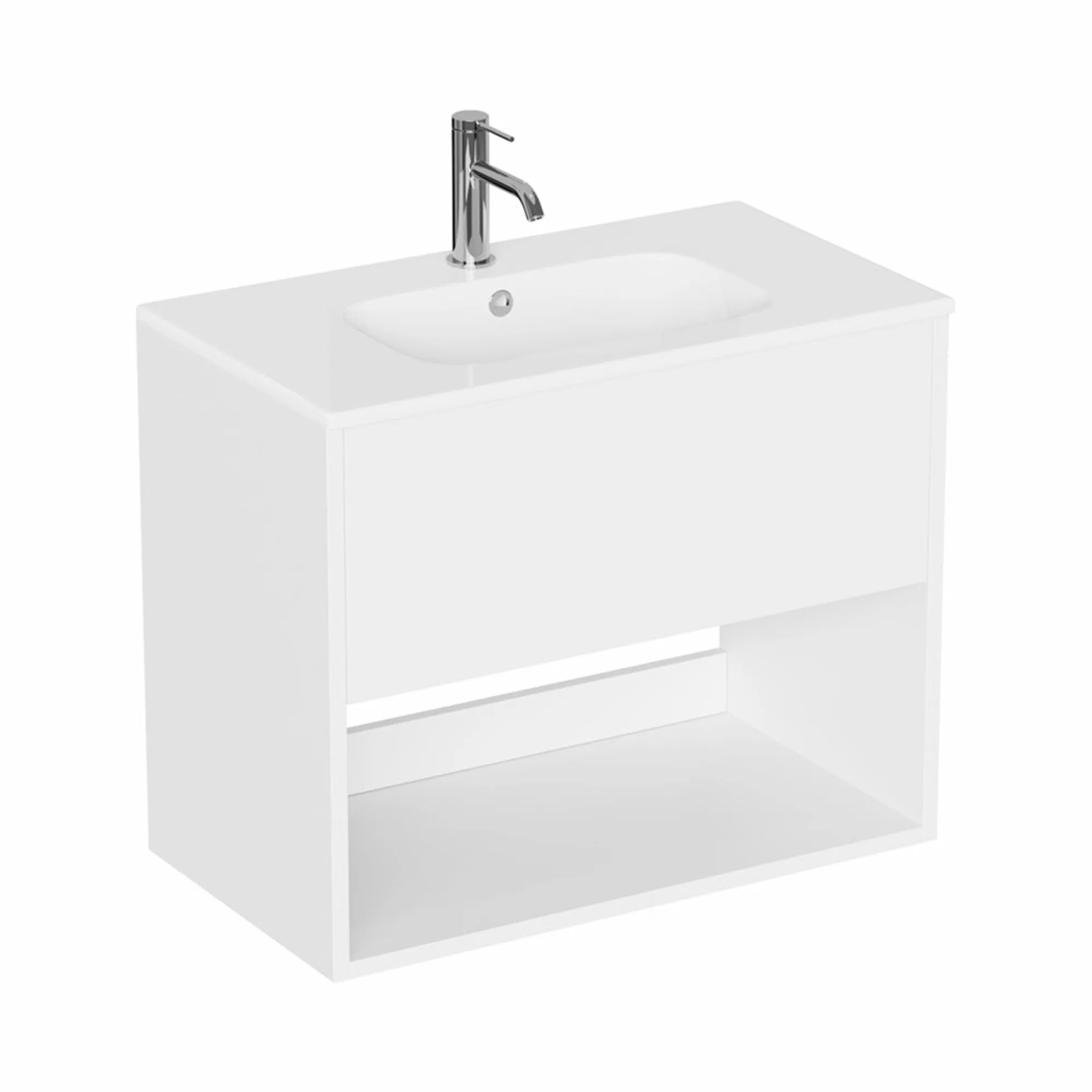 Hackney Wall Mounted Vanity Unit With Washbasin - Gloss White