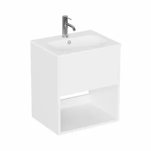 Hackney Wall Mounted Vanity Unit With Washbasin - Gloss White