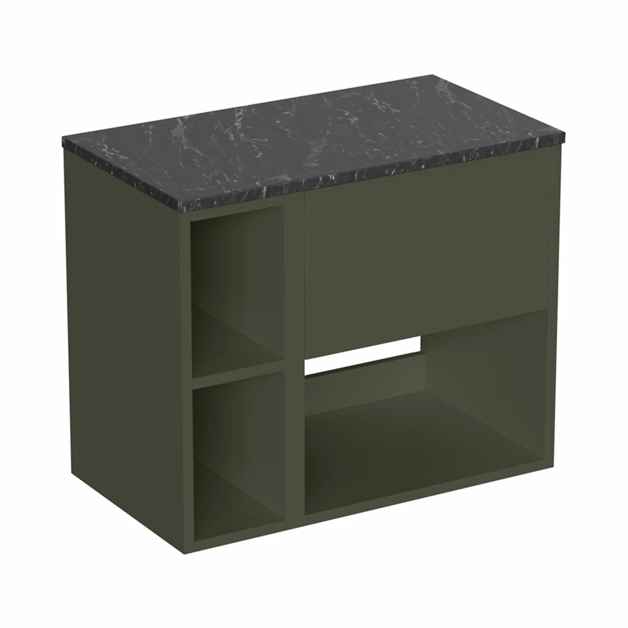 Hackney Wall Mounted Vanity Unit With Worktop and Shelf Unit - Earthy Green