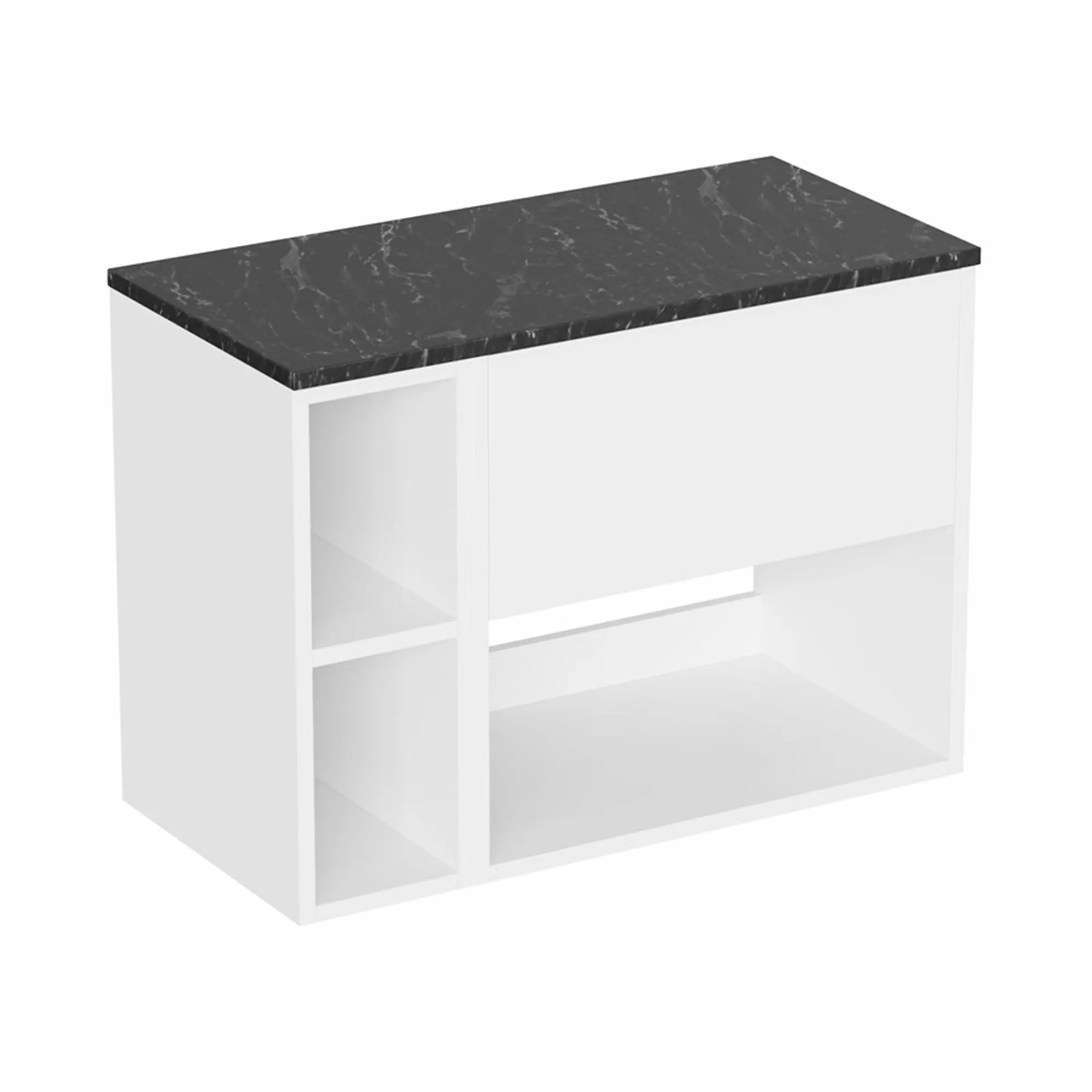 Hackney Wall Mounted Vanity Unit With Worktop and Shelf Unit - Gloss White