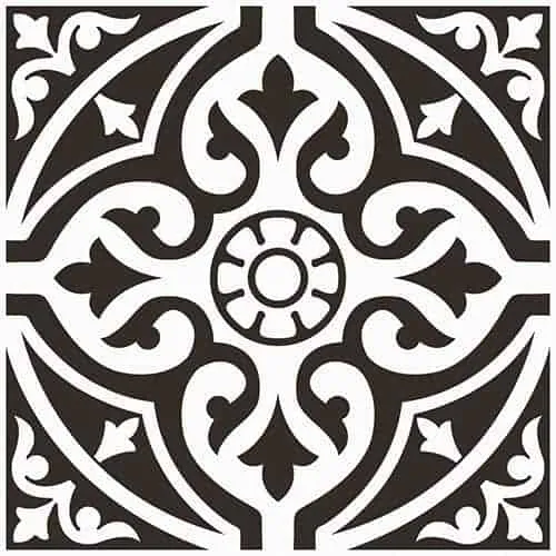 Hadrian Black Patterned Porcelain Tile 45x45cm Matt