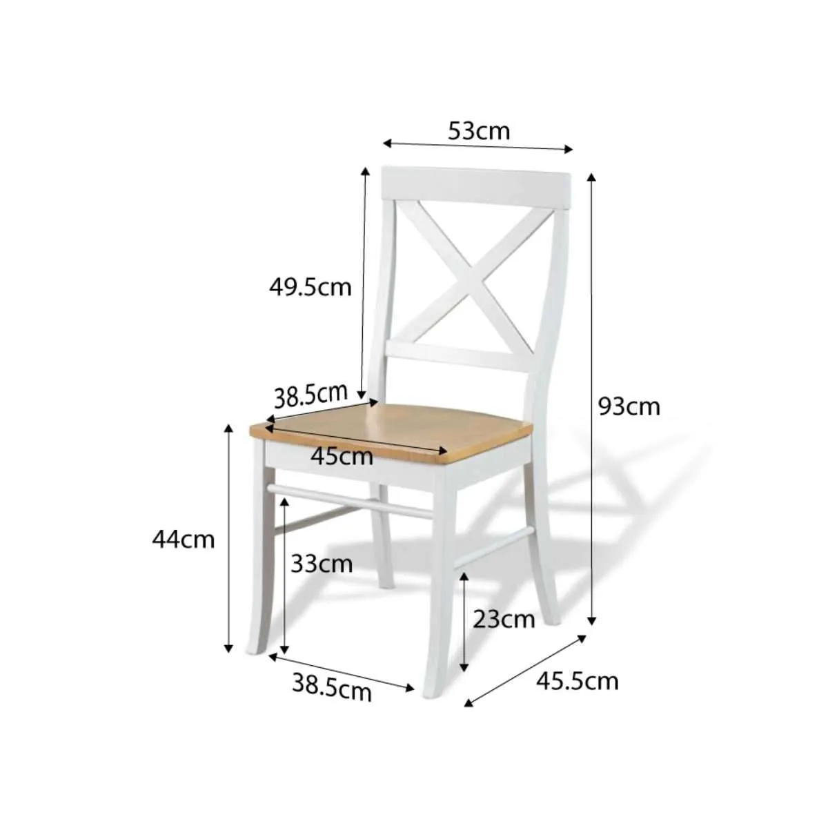 Hamptons Dining Chair - White/Natural Mocka