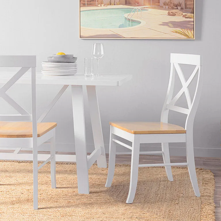 Hamptons Dining Chair - White/Natural Mocka