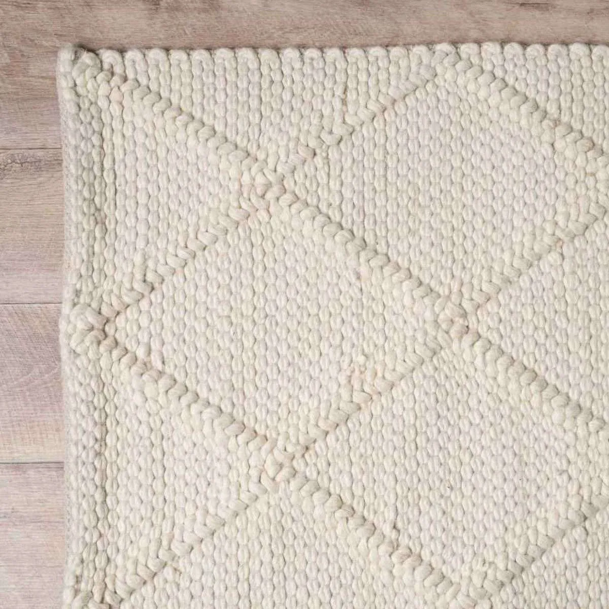 Hannah Diamond Wool Blend Floor Rug - Rectangle Large Mocka