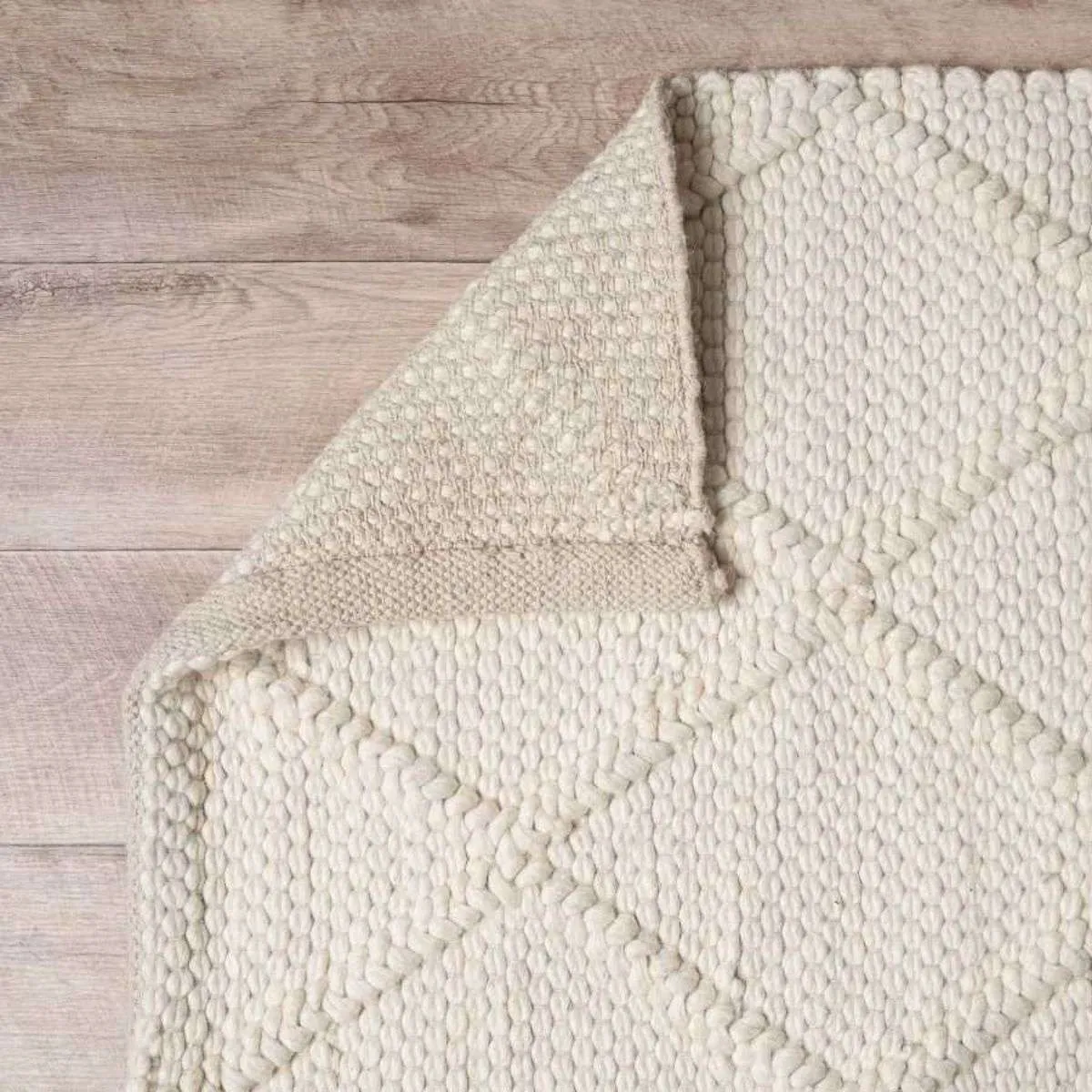 Hannah Diamond Wool Blend Floor Rug - Rectangle Large Mocka