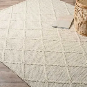 Hannah Diamond Wool Blend Floor Rug - Rectangle Large Mocka