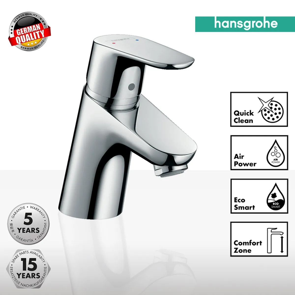 Hansgrohe Focus 70 Single Lever Basin Mixer with Pop-Up Waste