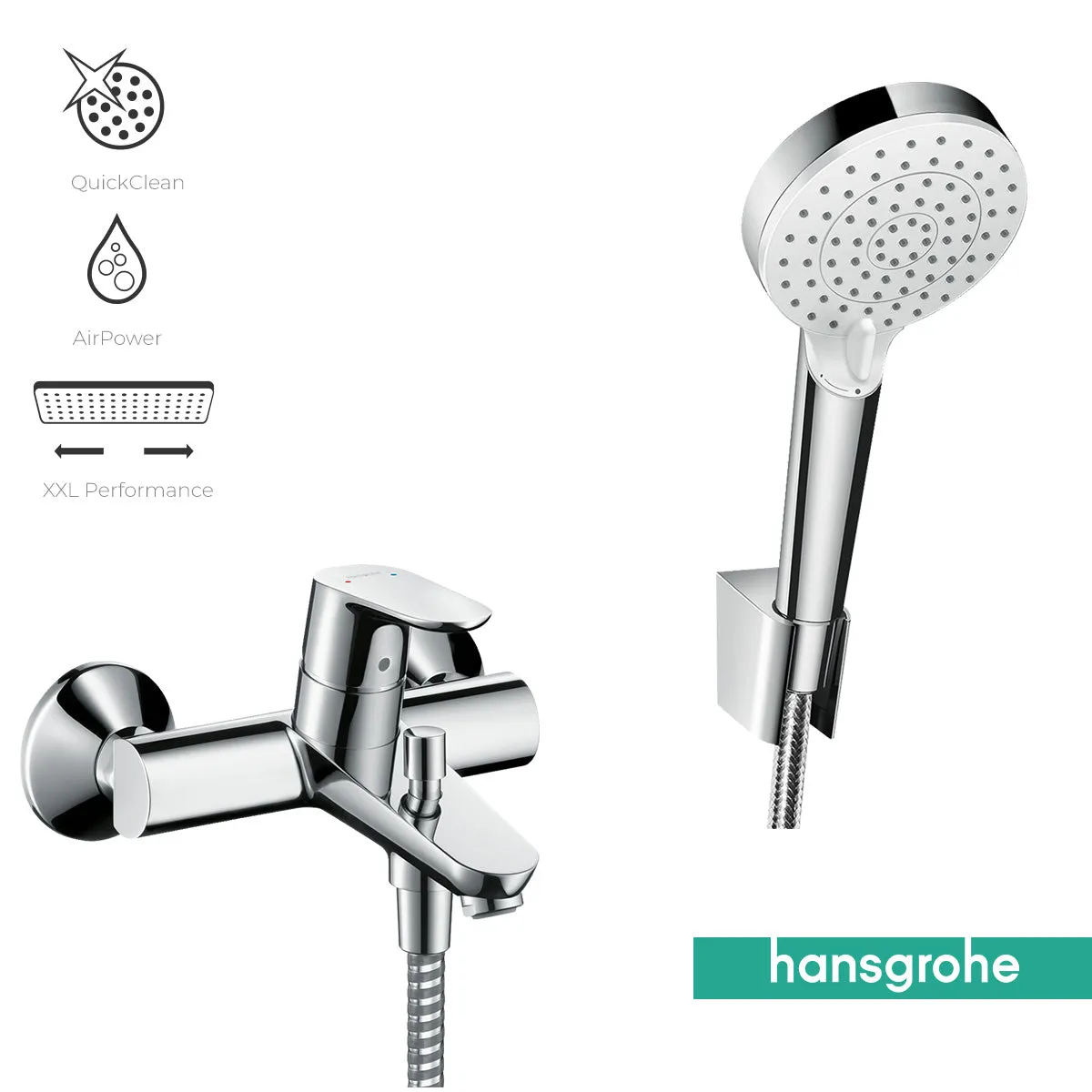 Hansgrohe Focus Single Lever Bath Mixer with Crometta Shower Handset - Chrome
