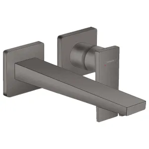 Hansgrohe Metropol Wall Mounted 2 Hole Basin Mixer Tap With Waste - Brushed Black Chrome