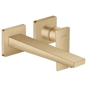 Hansgrohe Metropol Wall Mounted 2 Hole Basin Mixer Tap With Waste - Brushed Bronze