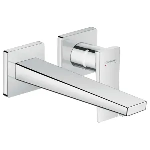 Hansgrohe Metropol Wall Mounted 2 Hole Basin Mixer Tap With Waste - Chrome