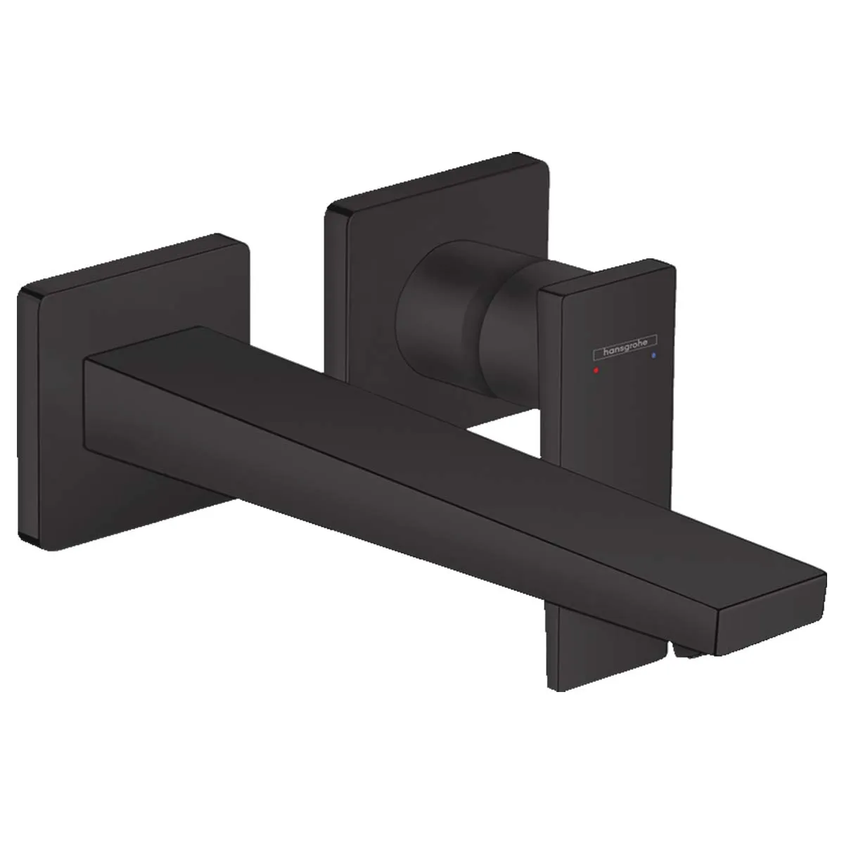 Hansgrohe Metropol Wall Mounted 2 Hole Basin Mixer Tap With Waste - Matt Black