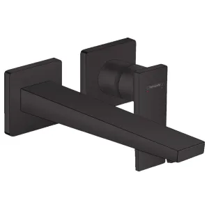 Hansgrohe Metropol Wall Mounted 2 Hole Basin Mixer Tap With Waste - Matt Black