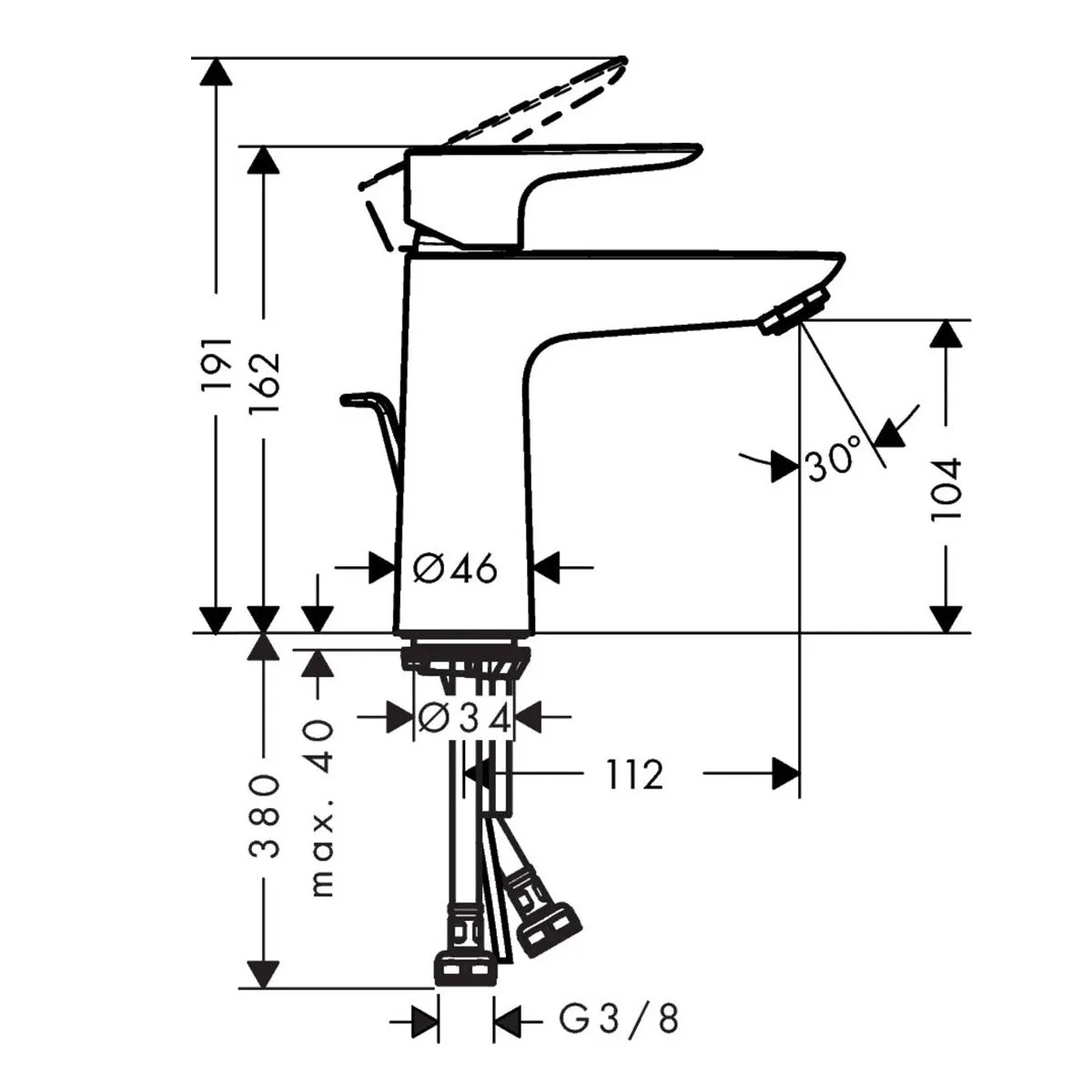 Hansgrohe Talis E 110 Basin Mixer Tap With Pop-Up Waste