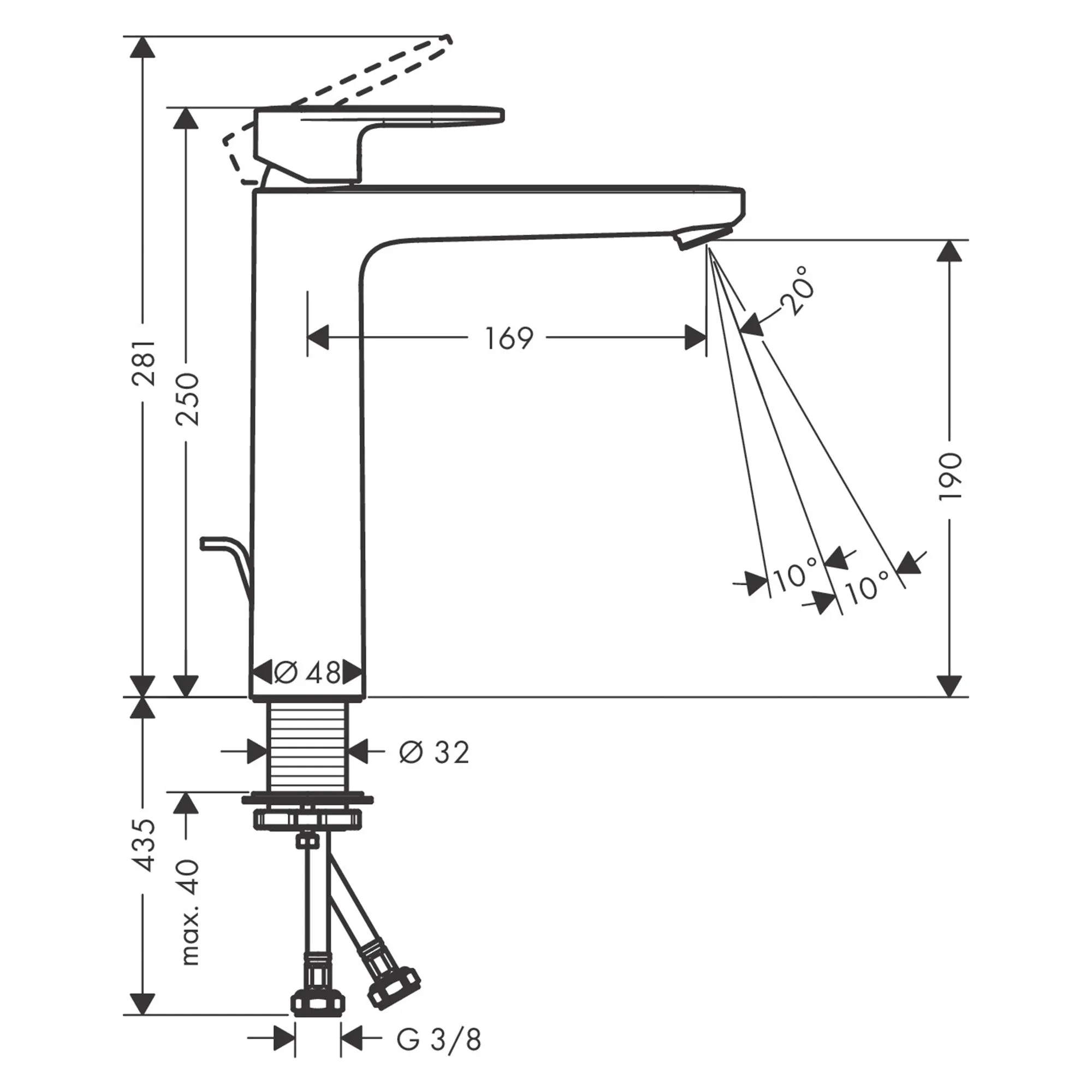 Hansgrohe Vernis Blend 190 Tall Basin Mixer Tap With Pop-Up Waste - Chrome