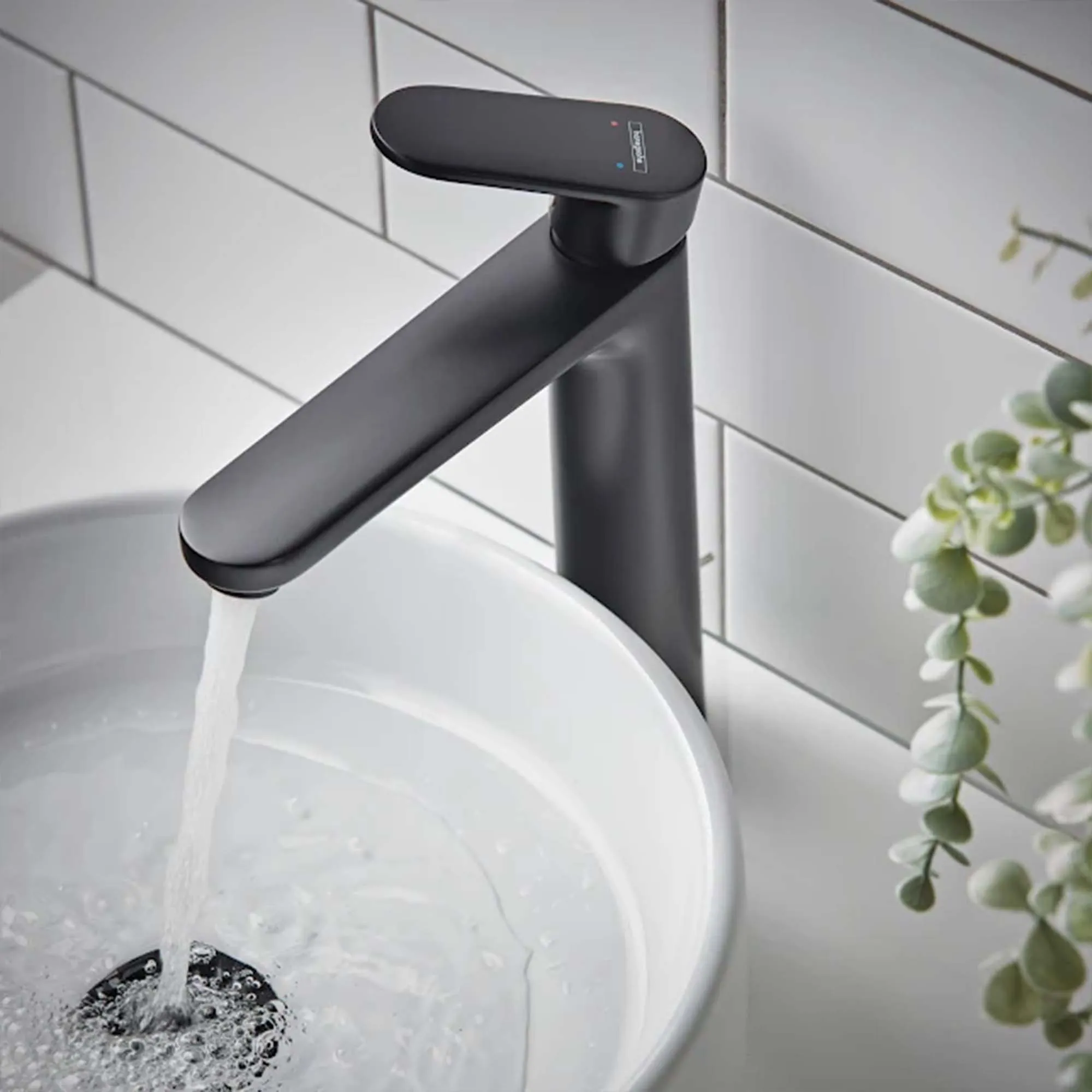 Hansgrohe Vernis Blend 190 Tall Basin Mixer Tap With Pop-Up Waste - Matt Black