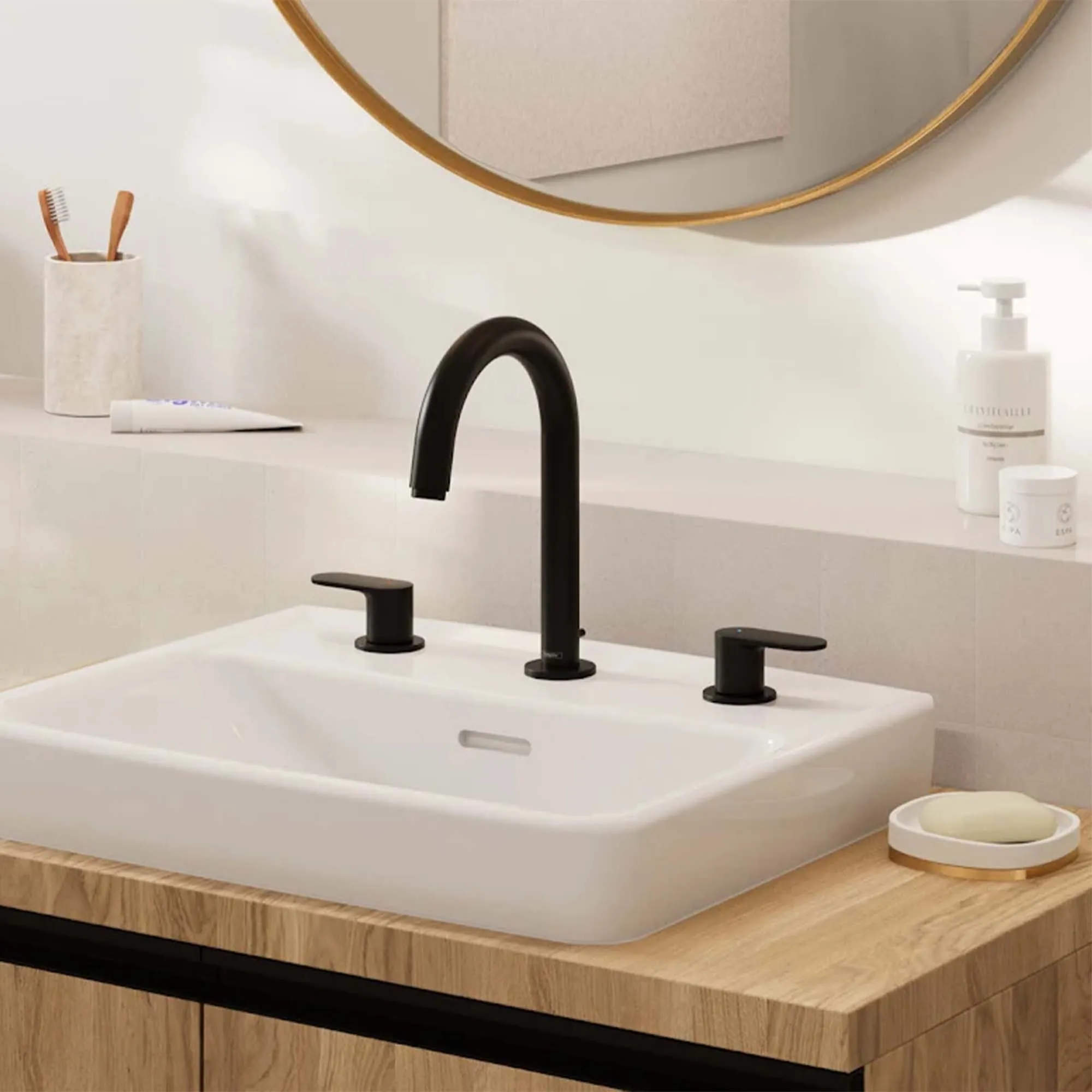 Hansgrohe Vernis Blend 3 Hole Deck Mounted Basin Mixer Tap With Pop-Up Waste - Matt Black