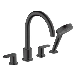 Hansgrohe Vernis Blend 4 Hole Deck Mounted Bath Mixer with Shower Handset - Matt Black