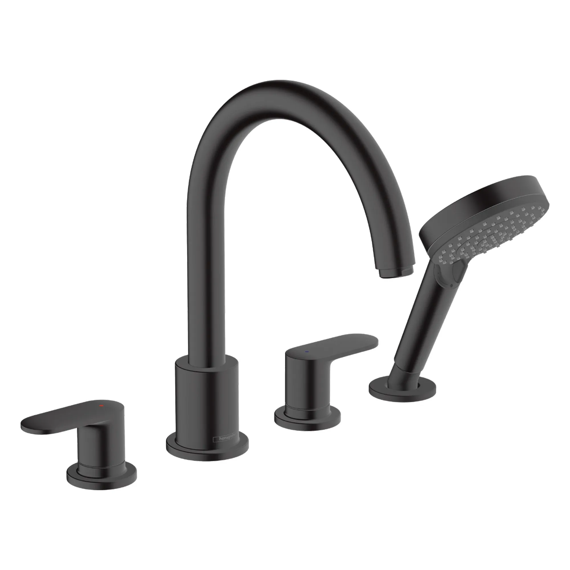 Hansgrohe Vernis Blend 4 Hole Deck Mounted Bath Mixer with Shower Handset - Matt Black