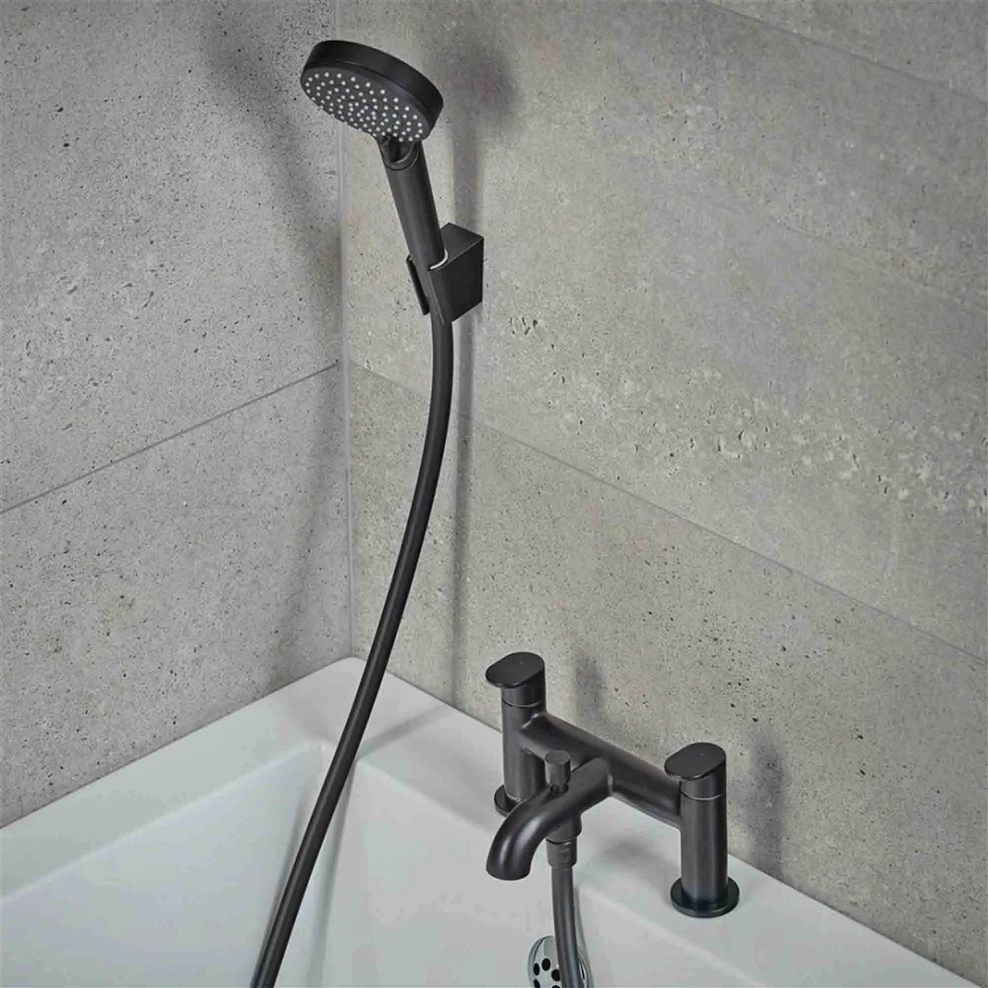 Hansgrohe Vernis Blend Deck Mounted Bath Shower Mixer with Handset - Matt Black