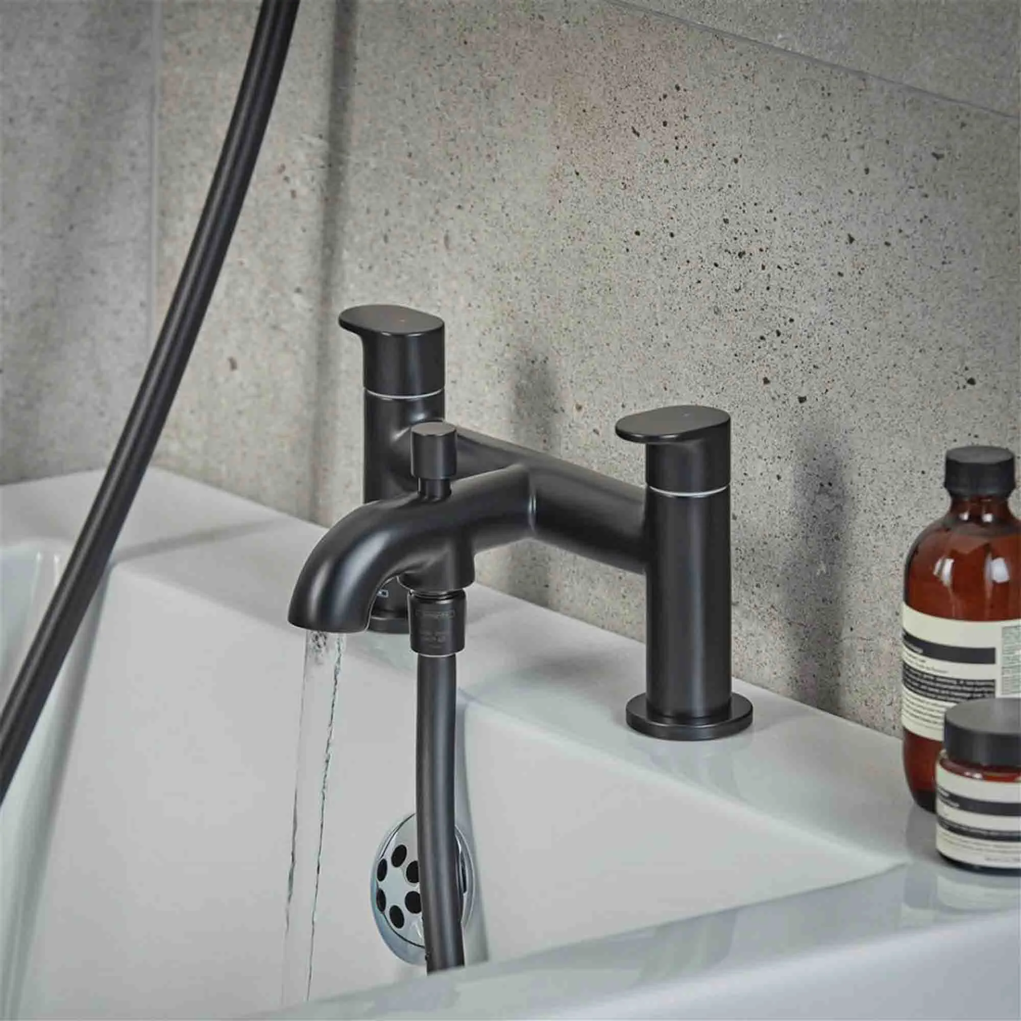 Hansgrohe Vernis Blend Deck Mounted Bath Shower Mixer with Handset - Matt Black