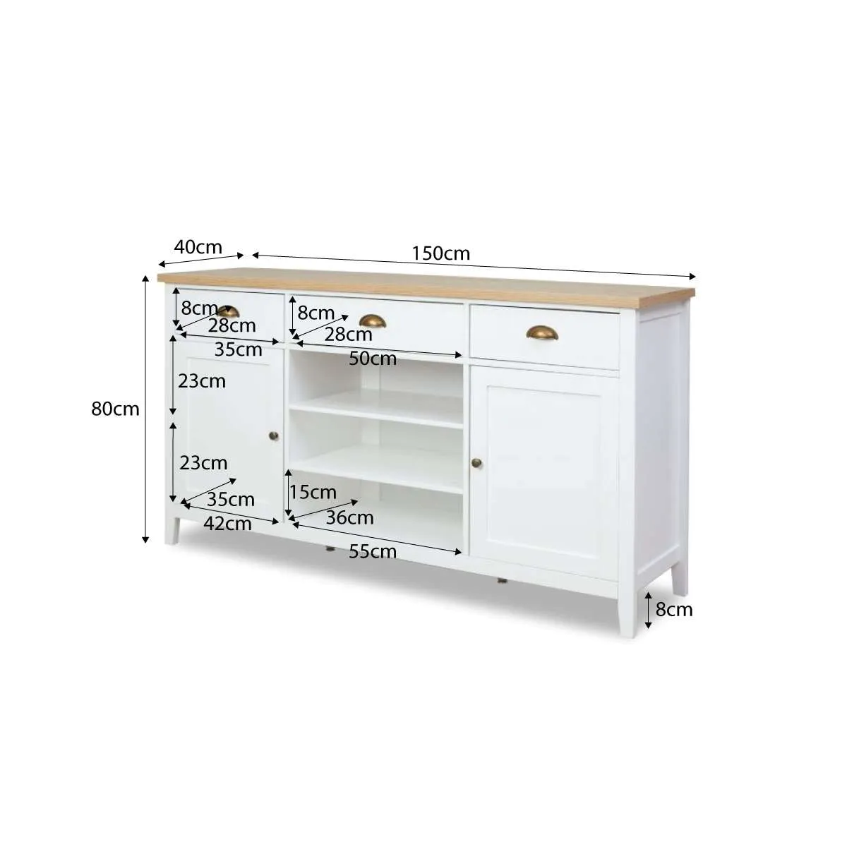 Hastings Buffet - White/Natural Mocka