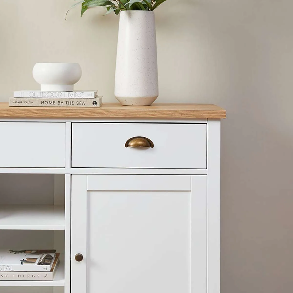 Hastings Buffet - White/Natural Mocka