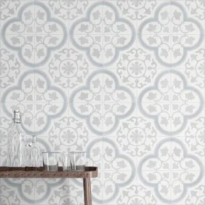 Havana Silver Ornate Porcelain Tile 22x22cm Matt