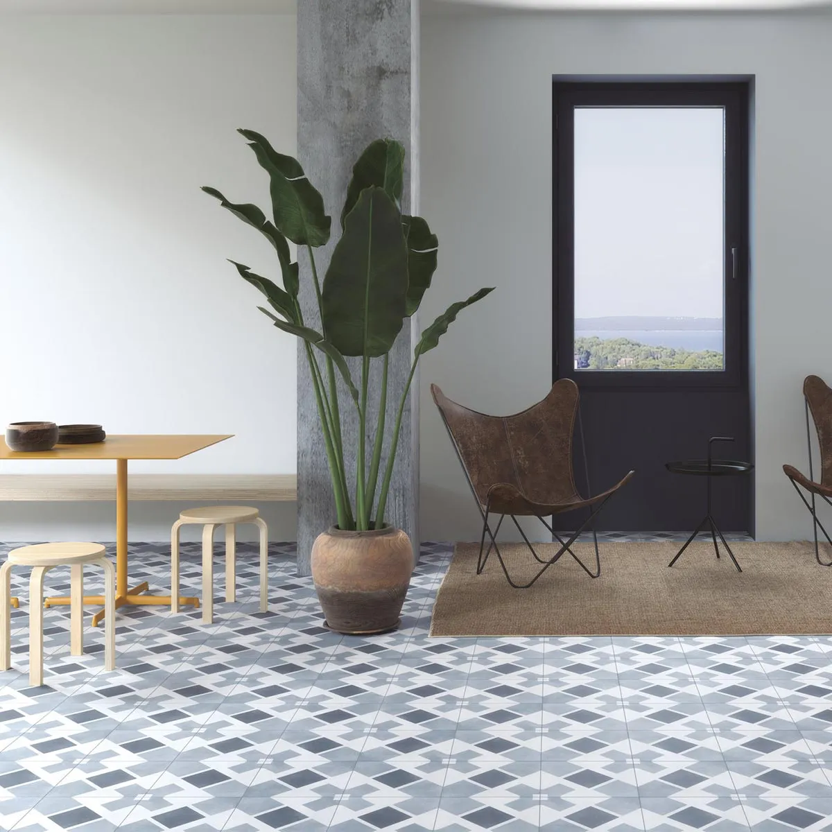 Havana White Cross Porcelain Tile 22x22cm Matt