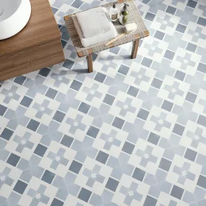 Havana White Cross Porcelain Tile 22x22cm Matt