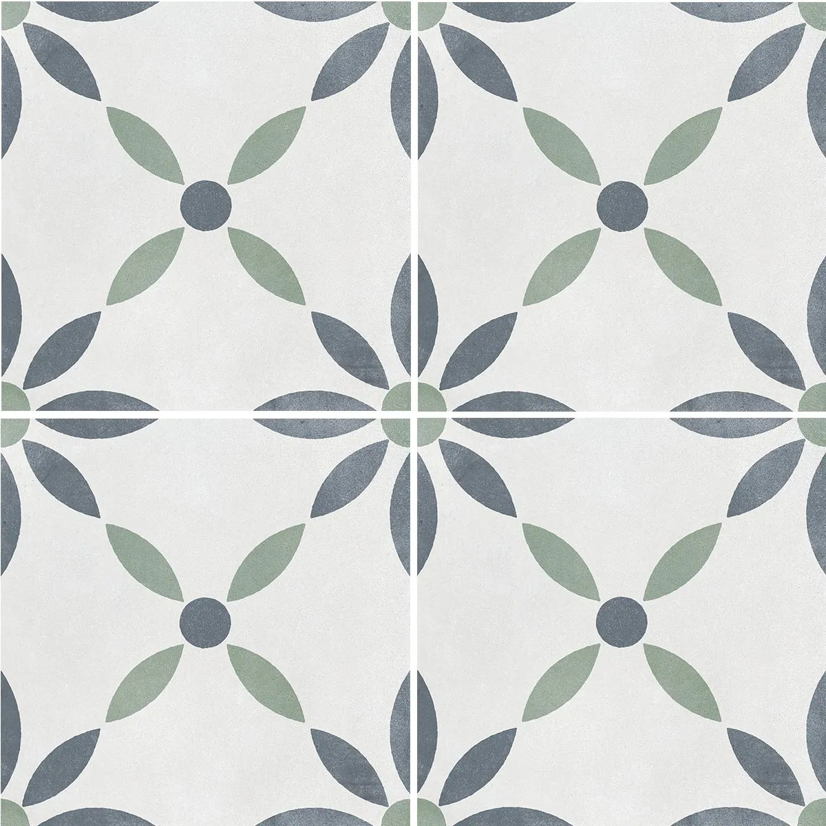 Havana White Flower Porcelain Tile 22x22cm Matt