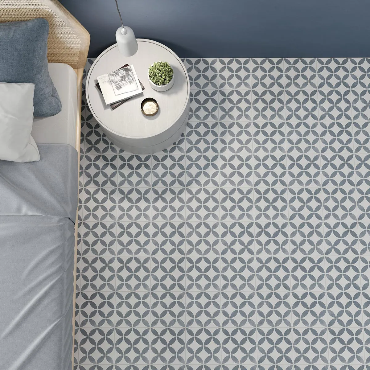 Havana White Petals Porcelain Tile 22x22cm Matt