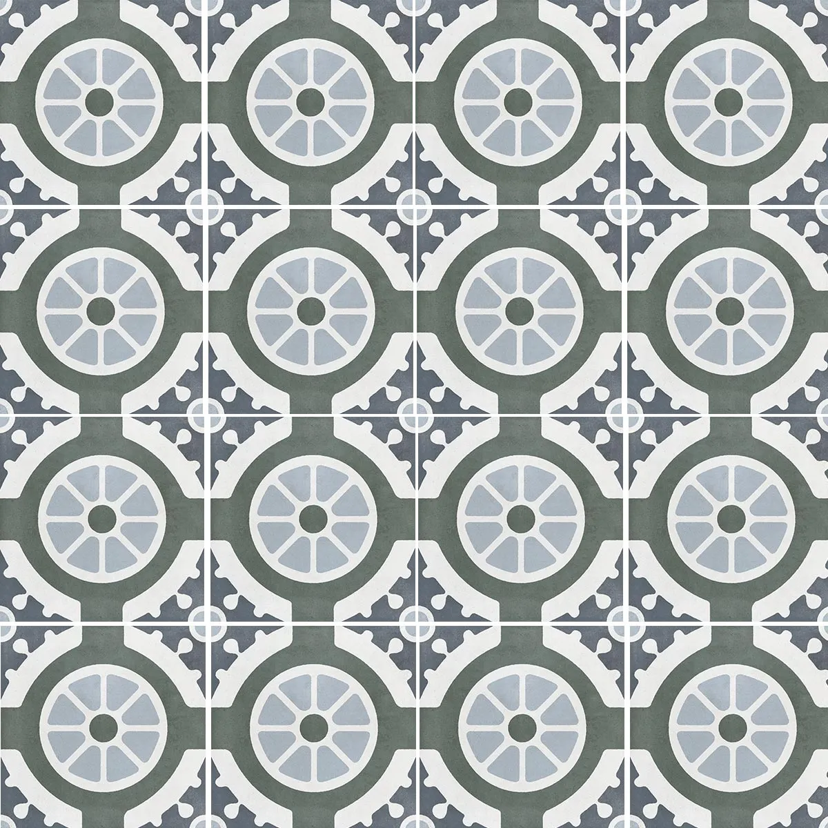 Havana White Round Porcelain Tile 22x22cm Matt